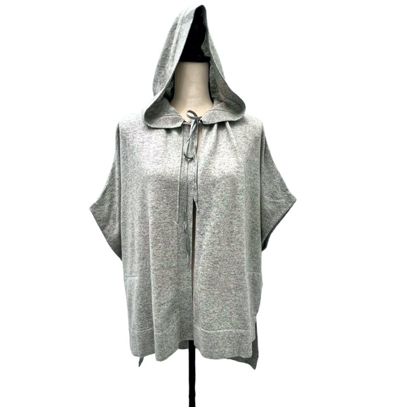 DIANE VON FURSTENBERG GRAY HOODED HIGH LOW KAIYO CARDIGAN SWEATER - Picture 2 of 16